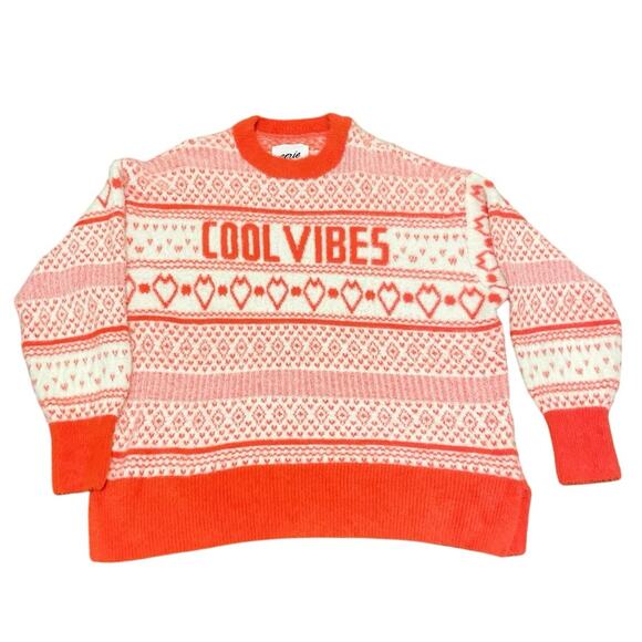 AERIE FURRY OVERSIZED SWEATER COOL VIBES KNITTED SZ M ORANGE BURST COZY WARMTH - Picture 2 of 15